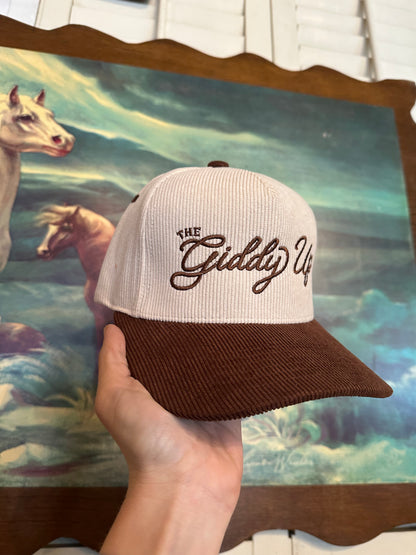 Giddy Up Embroidered Two Tone Corduroy Hat
