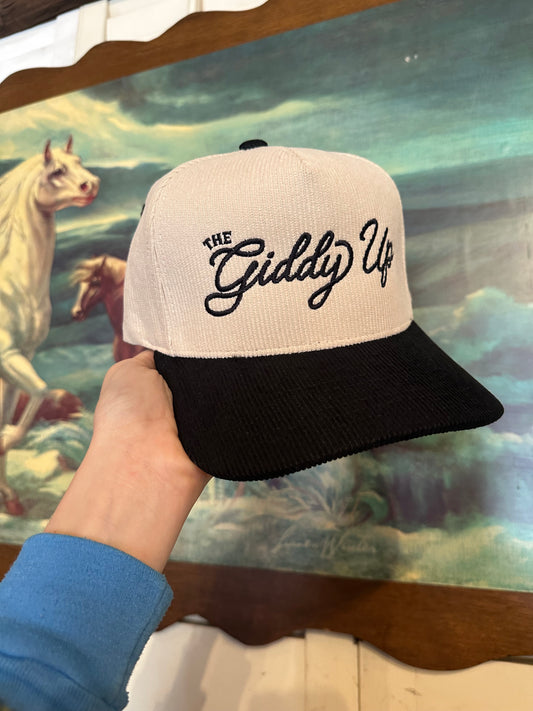 Giddy Up Embroidered Two Tone Corduroy Hat