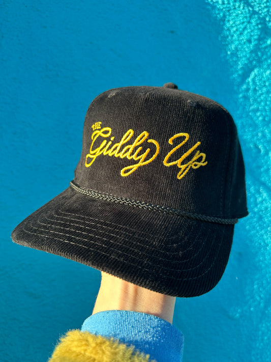 Giddy Up Embroidered Corduroy Rope Hat