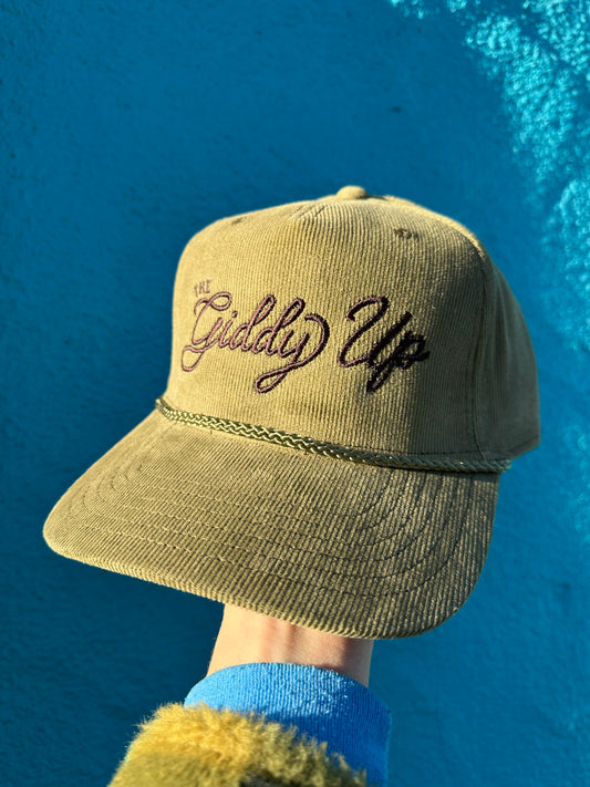 Giddy Up Embroidered Corduroy Rope Hat