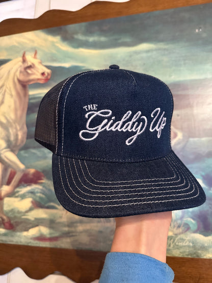 Giddy Up Embroidered Denim Trucker Hat
