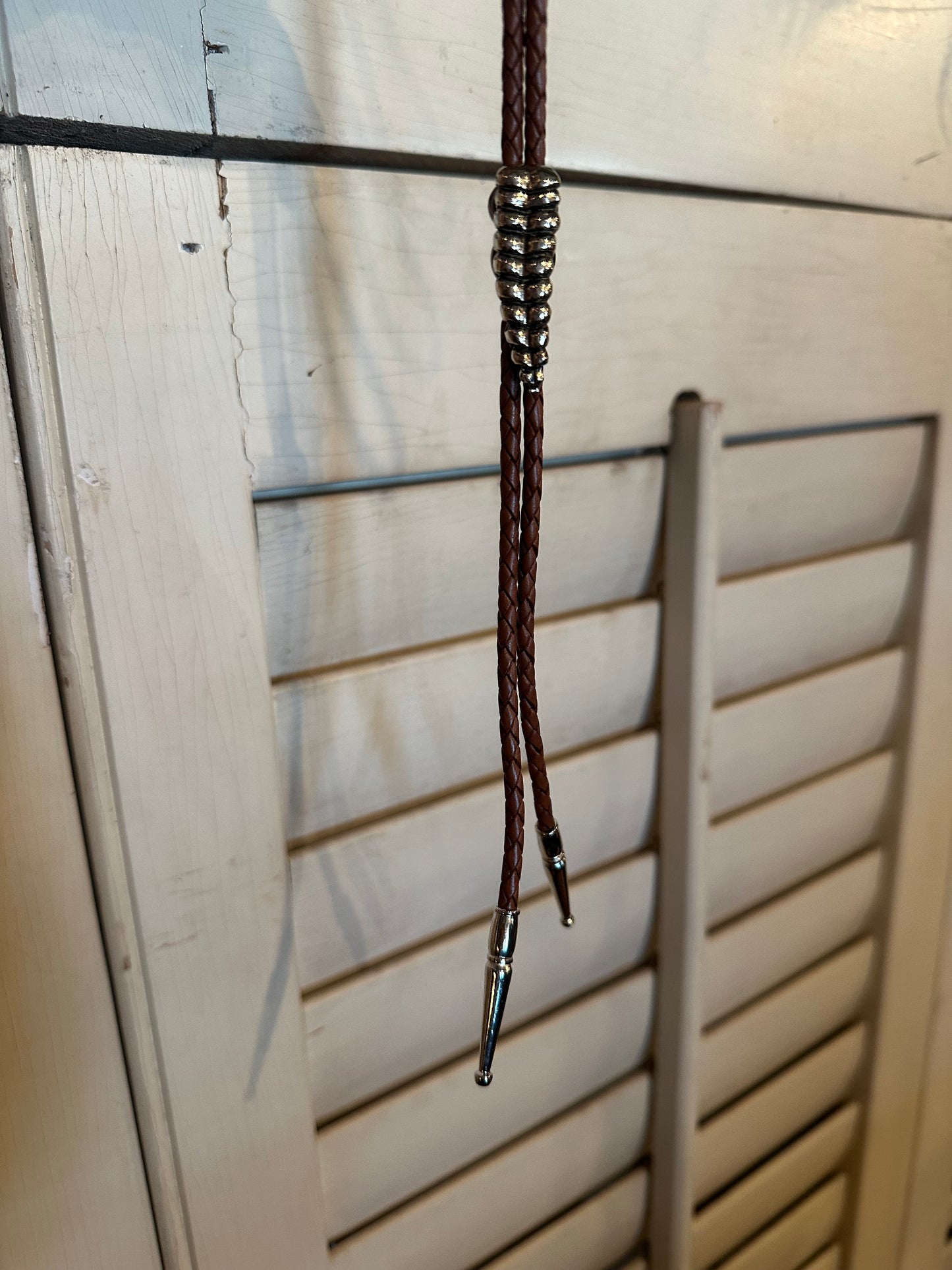 Rattlesnake Tail White Bronze & Brown Bolo Tie