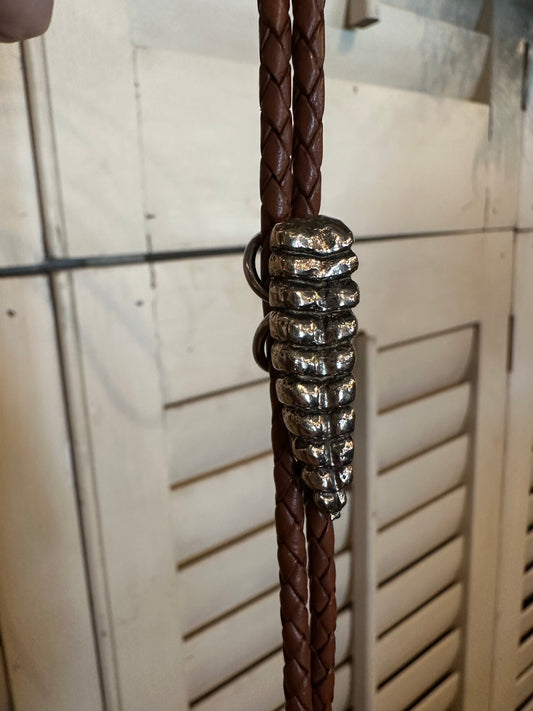 Rattlesnake Tail White Bronze & Brown Bolo Tie
