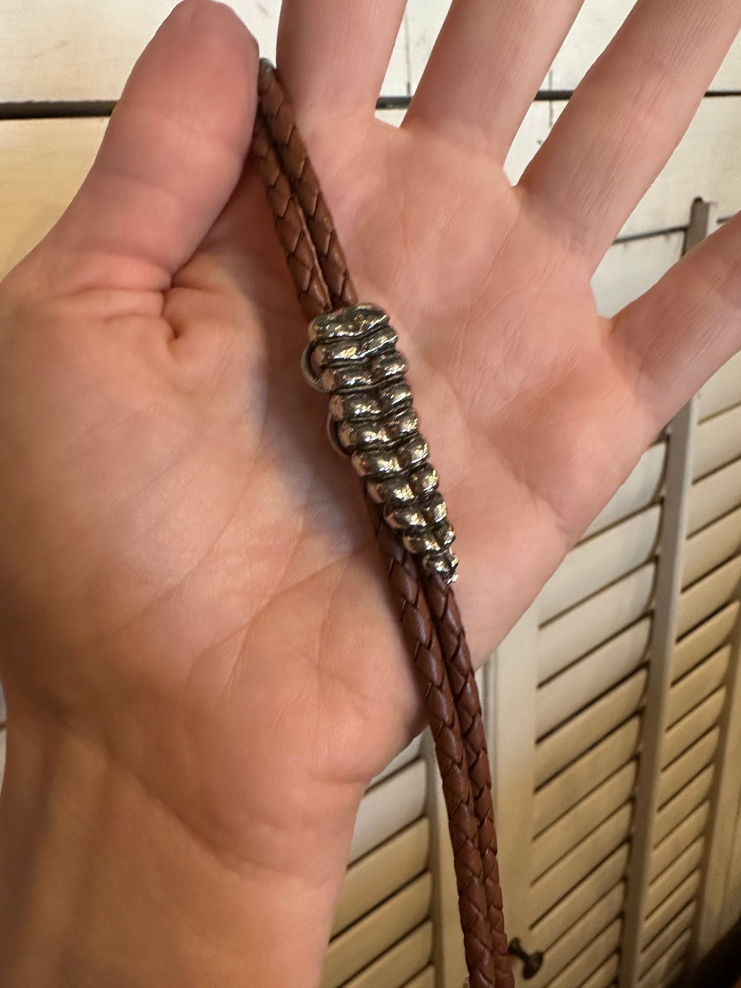 Rattlesnake Tail White Bronze & Brown Bolo Tie