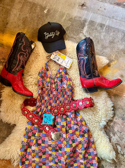 Vintage Black & Red Tony Llama Cowboy Boots