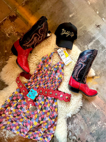 Vintage Black & Red Tony Llama Cowboy Boots