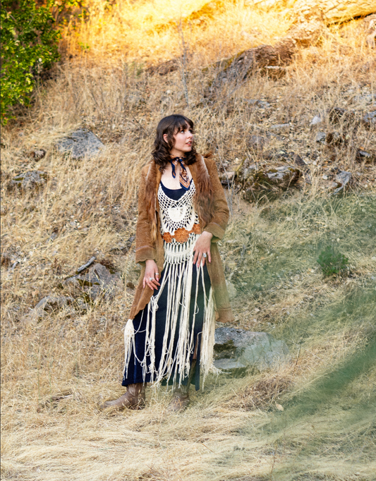 Local Tanned Sheepskin Vest in Rust