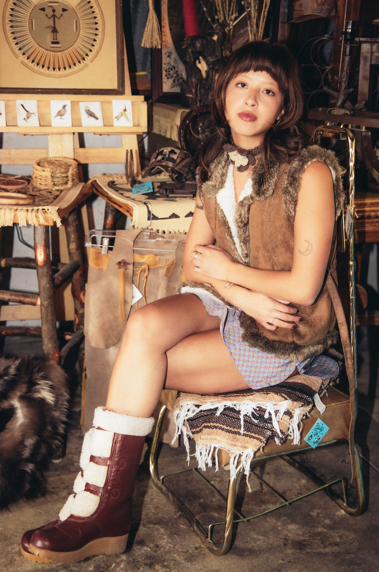 Vintage Brown Faux Fur Euro Vest