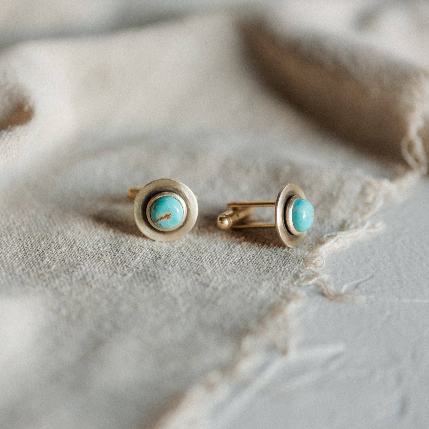 Turquoise Brass Cufflinks