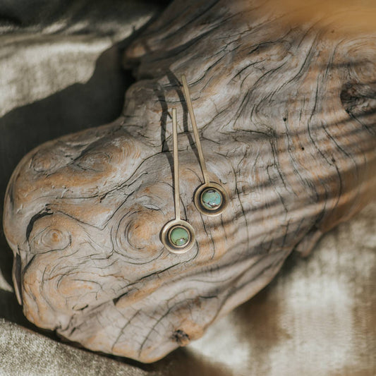 Turquoise Brass Bar Drop Studs