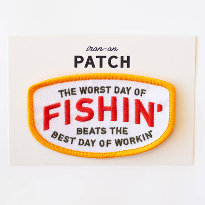 Fishin Beats Workin Iron-On Patch
