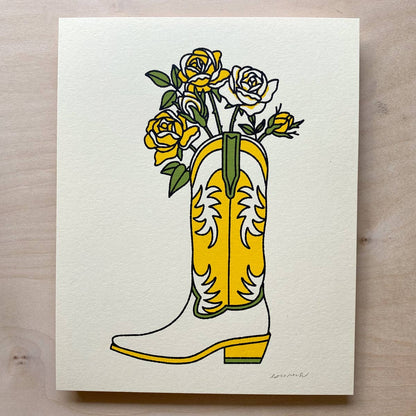 Yellow Rose Boot - Signed Art Print