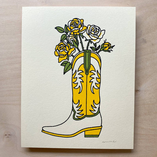 Yellow Rose Boot - Signed Art Print