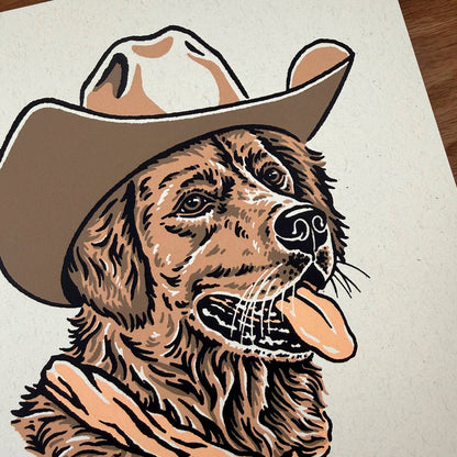 Golden Retriever Cowdog - Signed Art Print