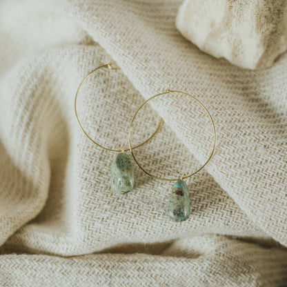 Turquoise Drop Hoops