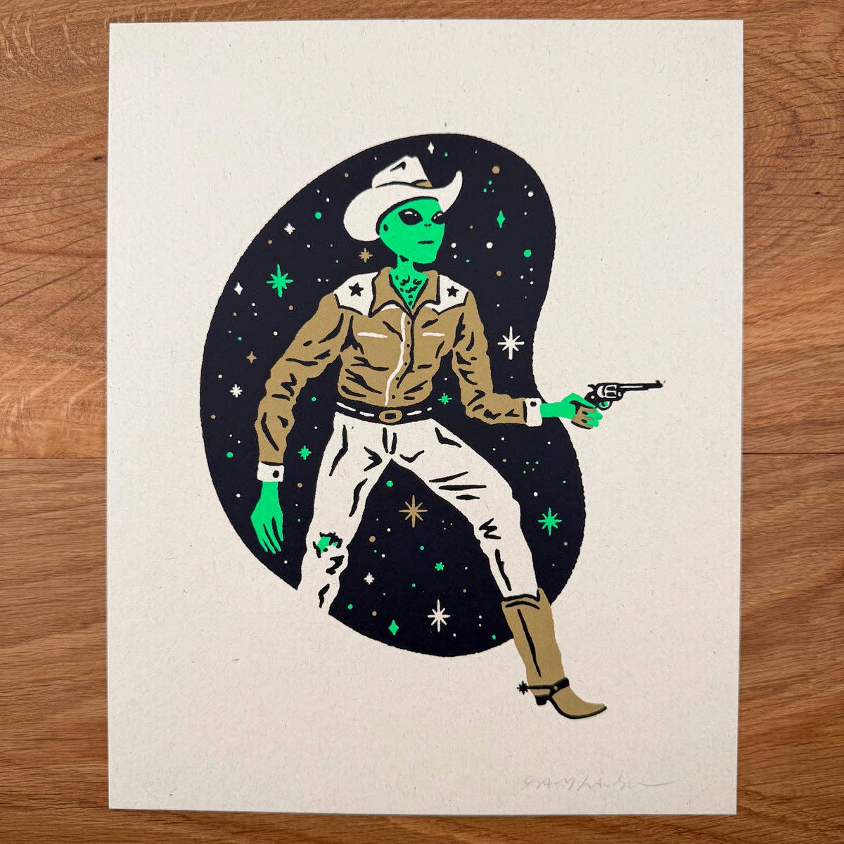Alien Cowboy - Signed Art Print