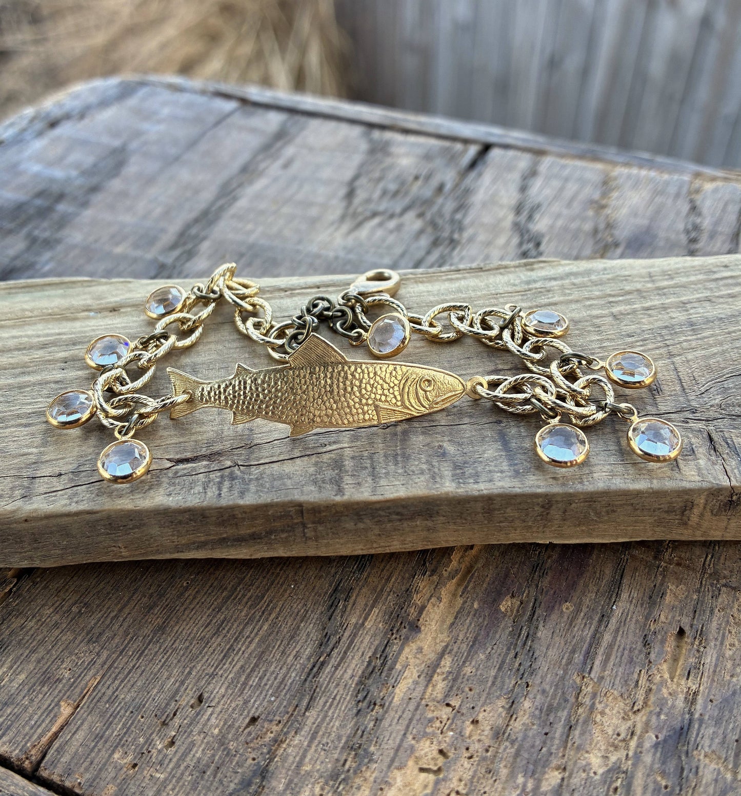 Gold Crystal Fish Bracelet