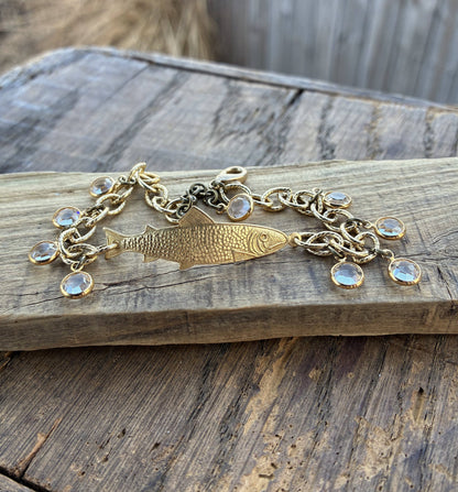 Gold Crystal Fish Bracelet