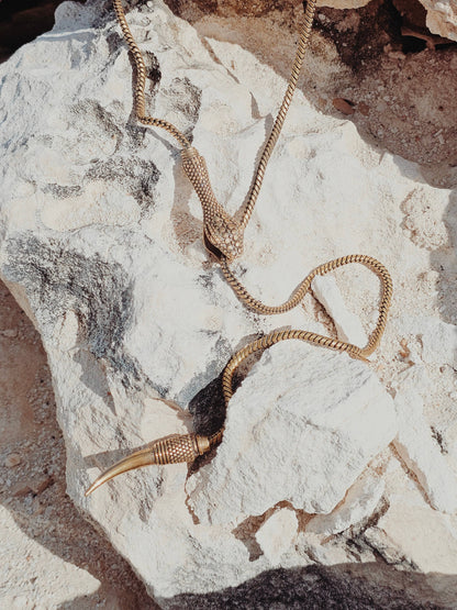 Brass Snake Lariat Bolo Necklace