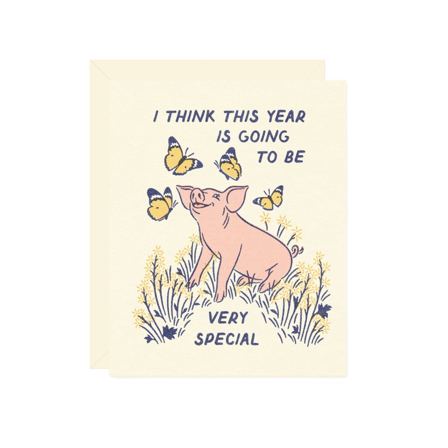 Very Special Year Pig Butterfly Card