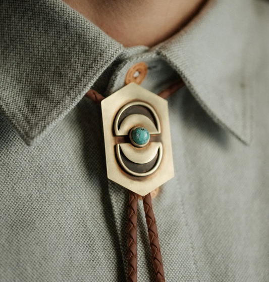 Brass Turquoise Horizon Bolo Tie