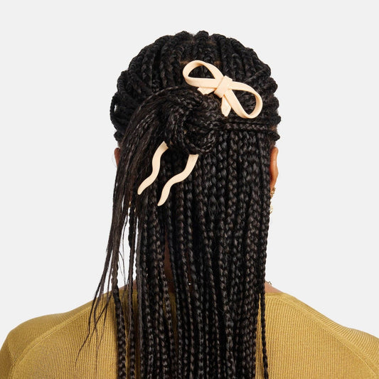 Bow Hair Pin Cream