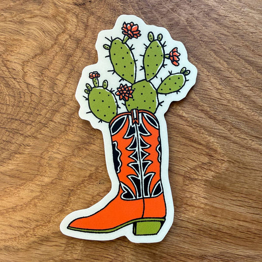 Cacti Flower Boot Vinyl Sticker