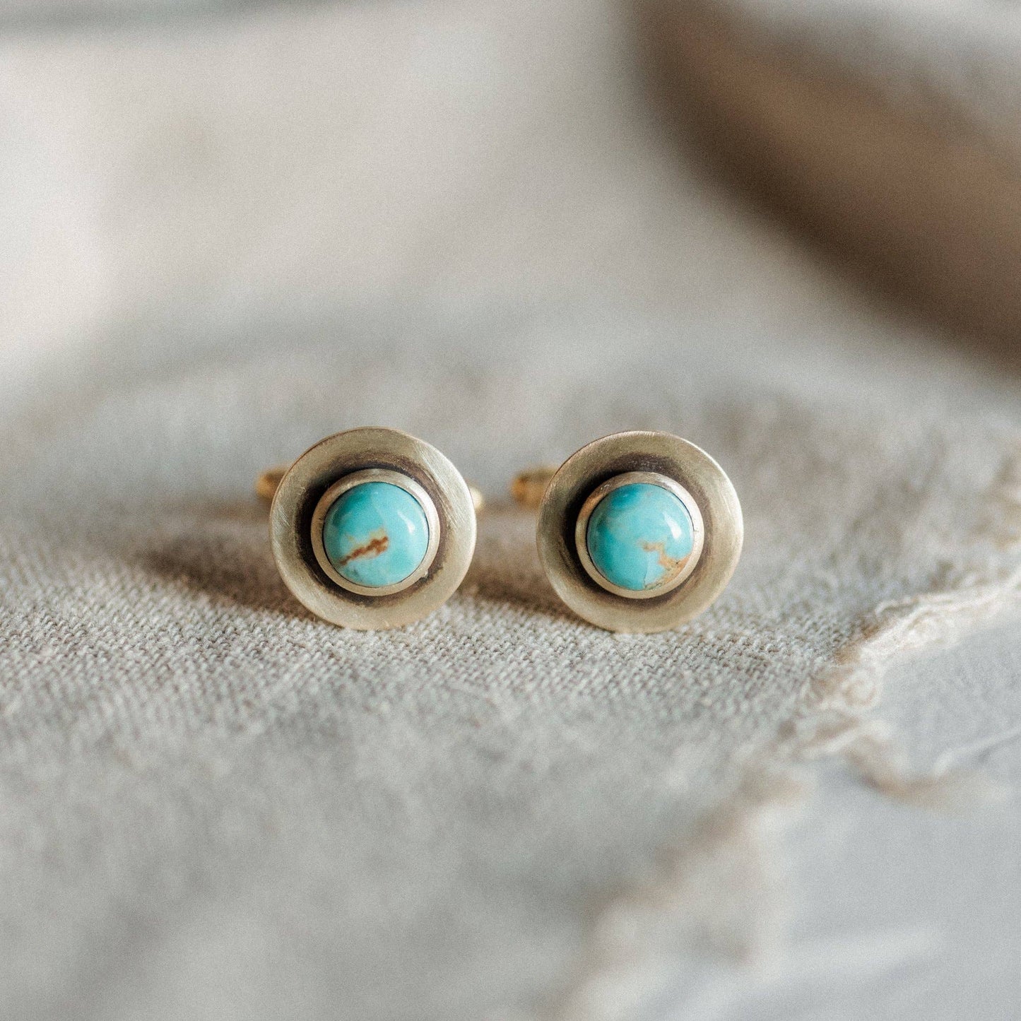 Turquoise Brass Cufflinks