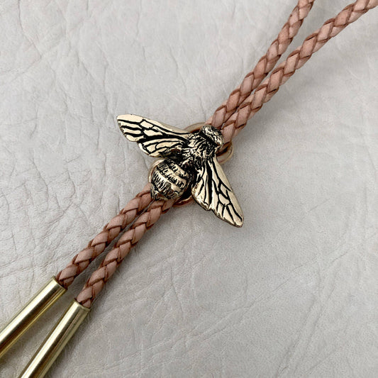 Brass Bee Bolo Tie Tan