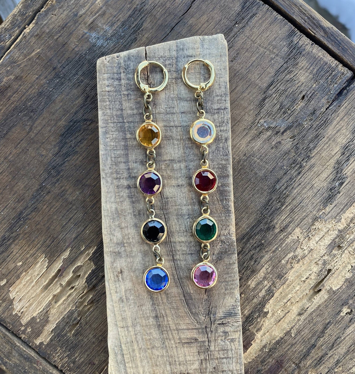 Colorful Vintage Crystal Drop Earrings
