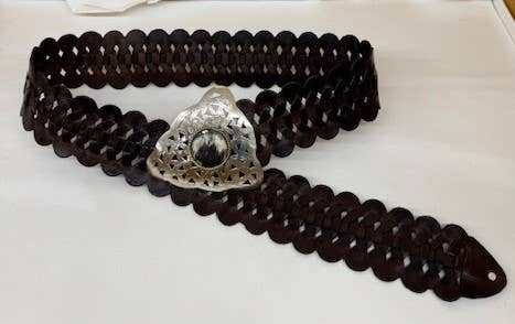 Handmade Woven Brown Belt Triangle Buckle