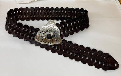 Handmade Woven Brown Belt Triangle Buckle
