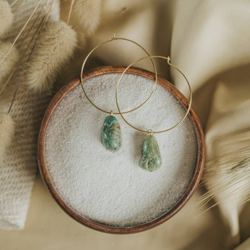 Turquoise Drop Hoops