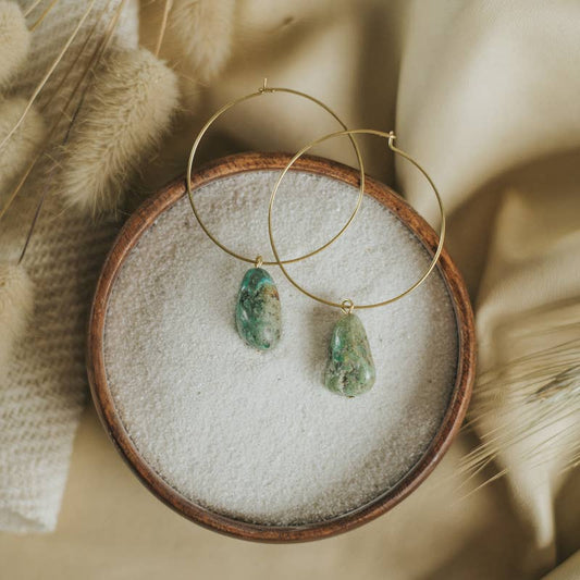 Turquoise Drop Hoops