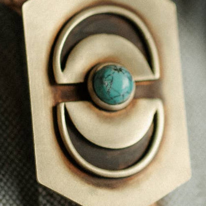 Brass Turquoise Horizon Bolo Tie
