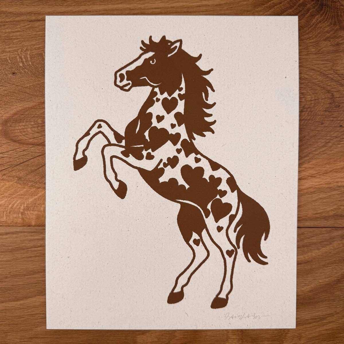 Rearing Hearts Horse - Signed Art Print