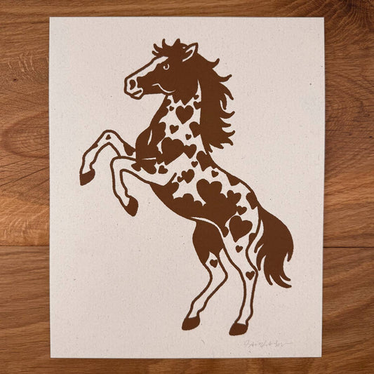 Rearing Hearts Horse - Signed Art Print
