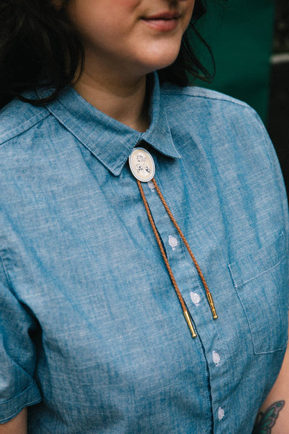 Navy Rose Bolo Tie