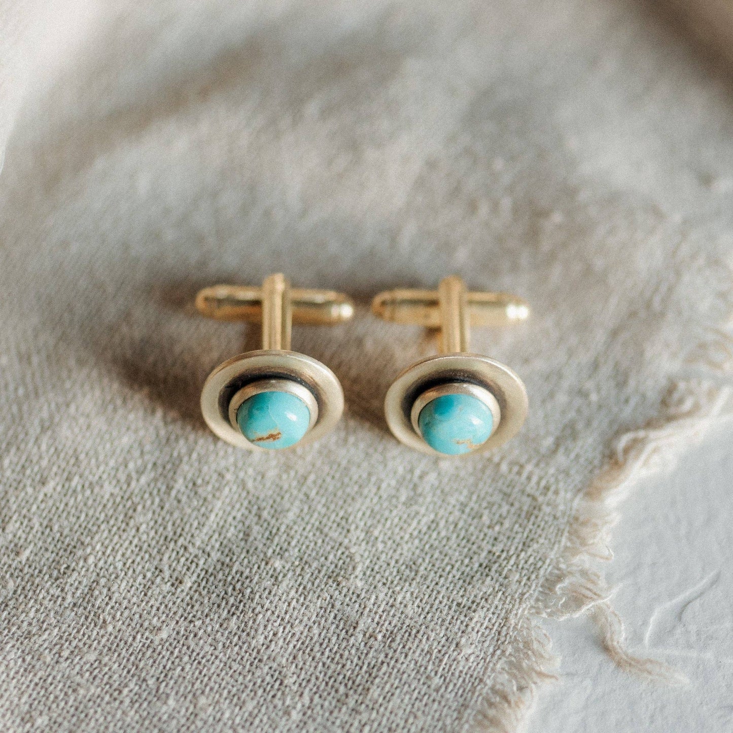 Turquoise Brass Cufflinks