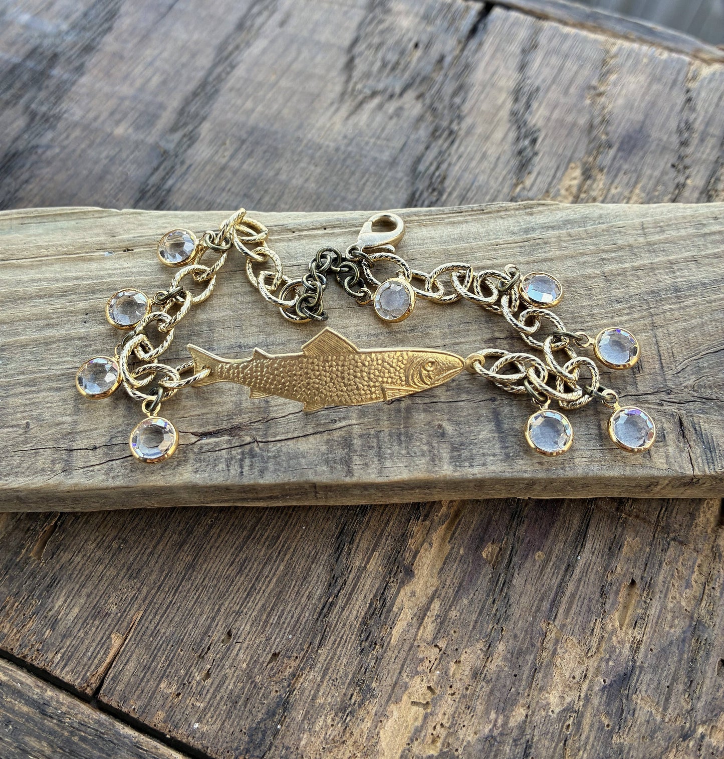 Gold Crystal Fish Bracelet