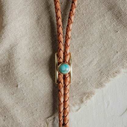 Turquoise Brass Buckle Bolo Tie