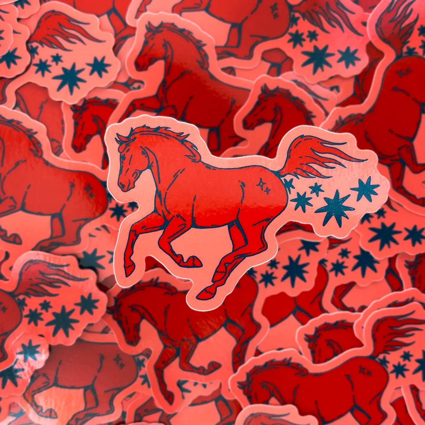 Red Horse Stars Sticker