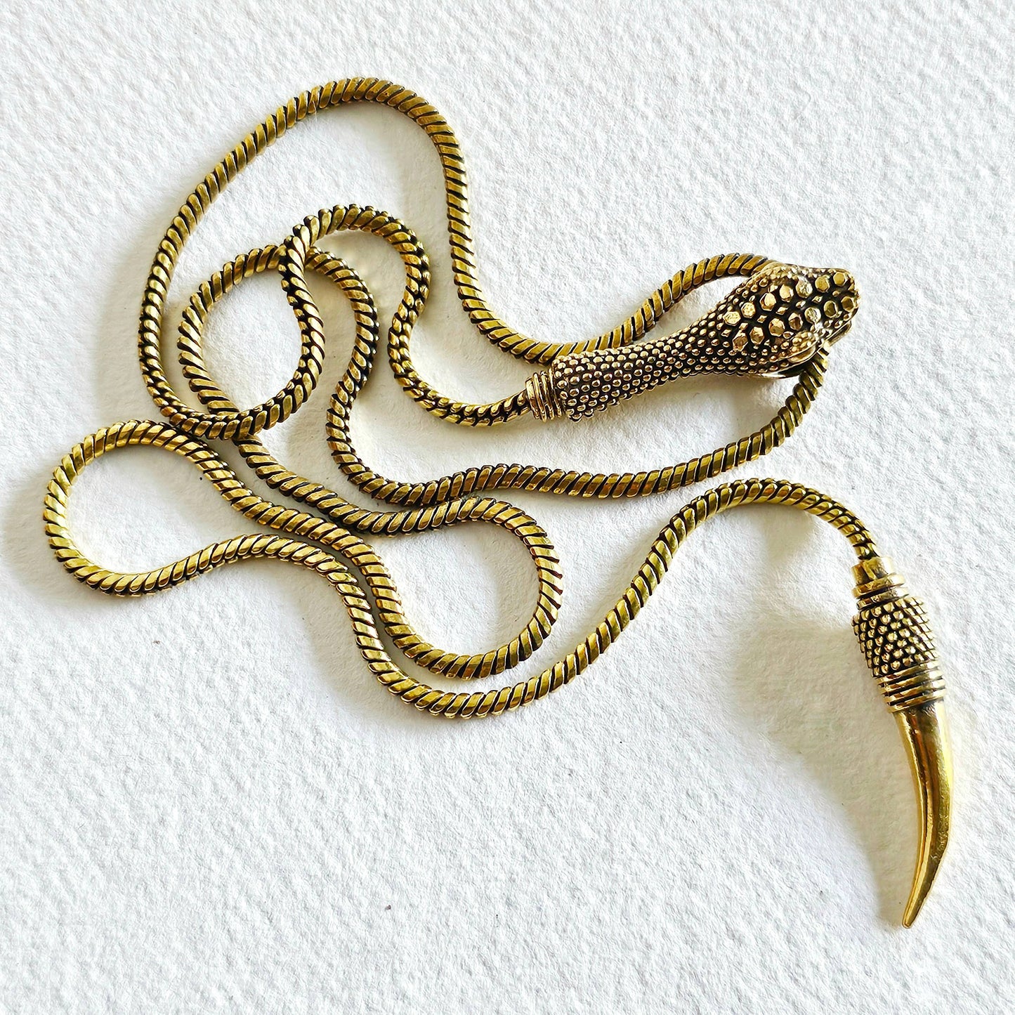 Brass Snake Lariat Bolo Necklace
