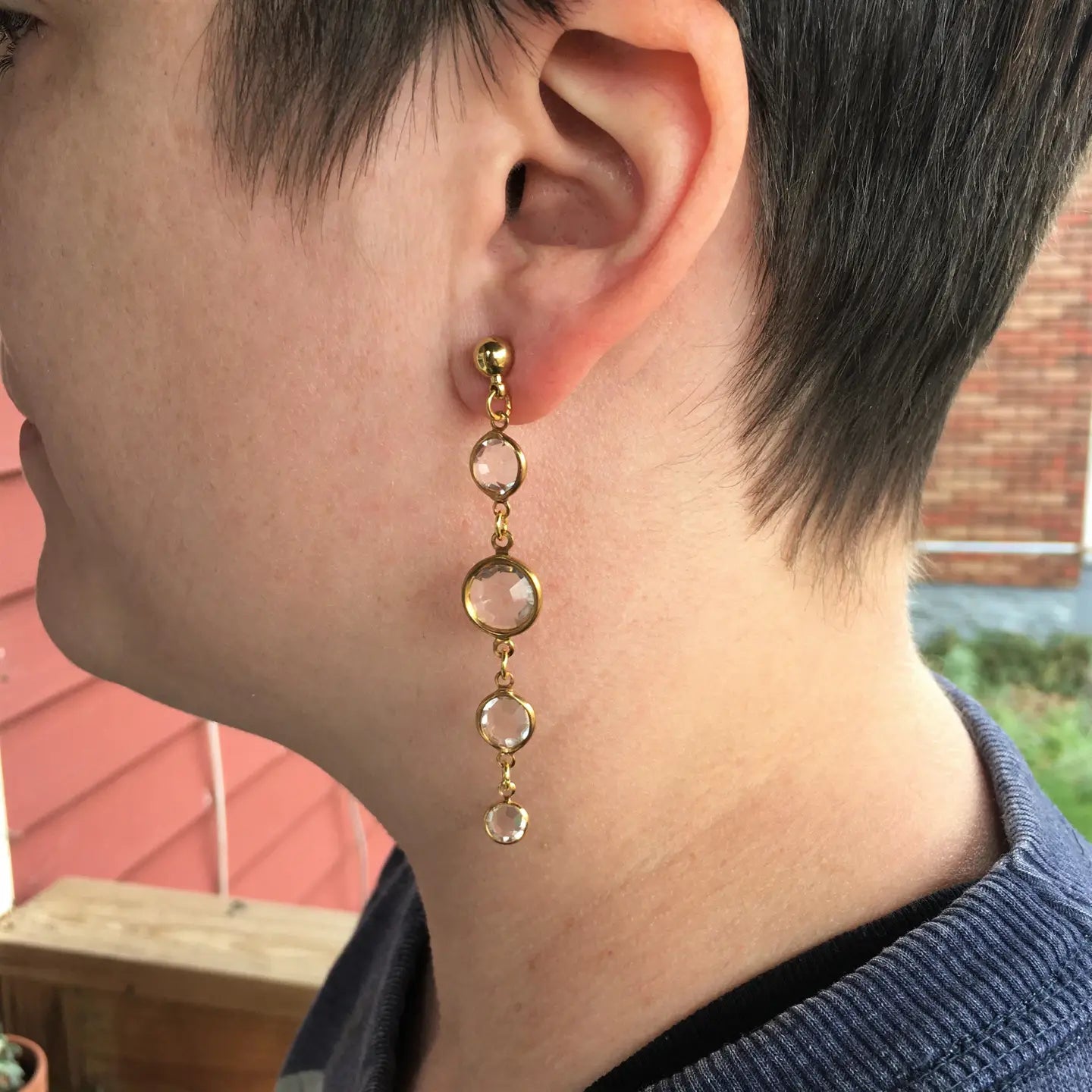 Vintage Crystal & Gold Drop Earrings