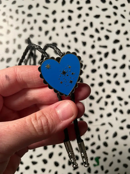 Purple Sparkle Heart Bolo Tie