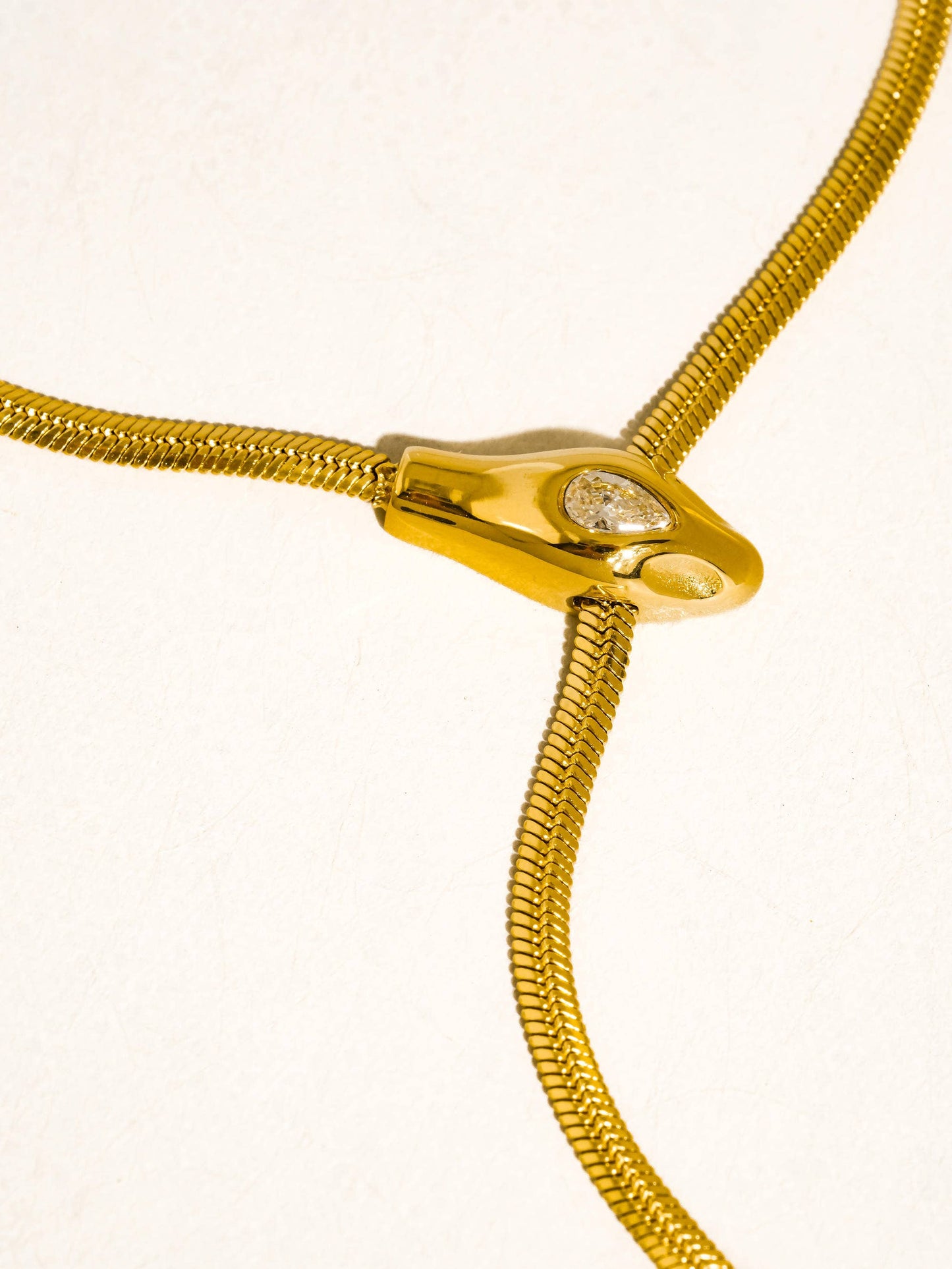 Gold Snake Tail Lariat Necklace