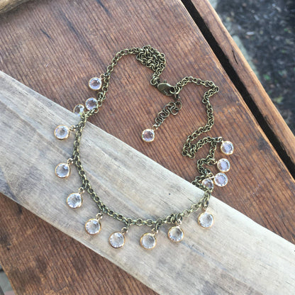 Crystal & Gold Bead Choker