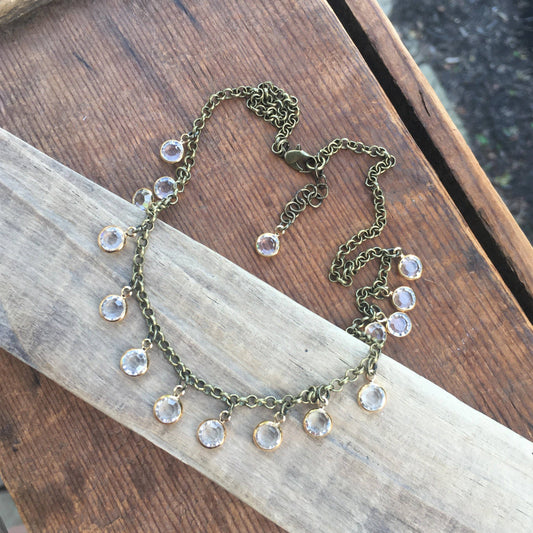 Crystal & Gold Bead Choker