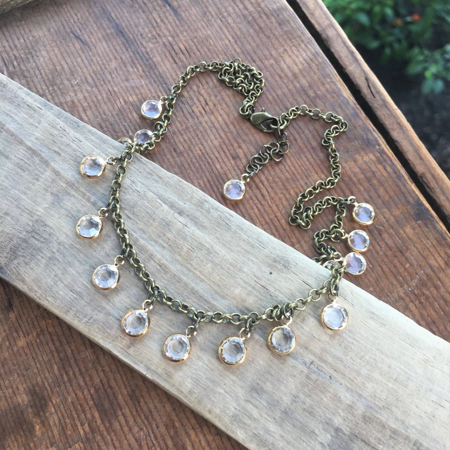 Crystal & Gold Bead Choker