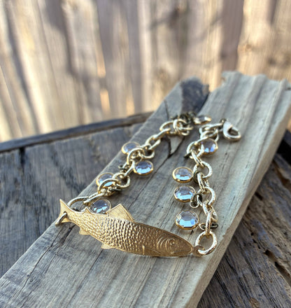 Gold Crystal Fish Bracelet